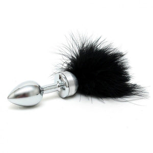 Small Butt Plug With Black Feathers