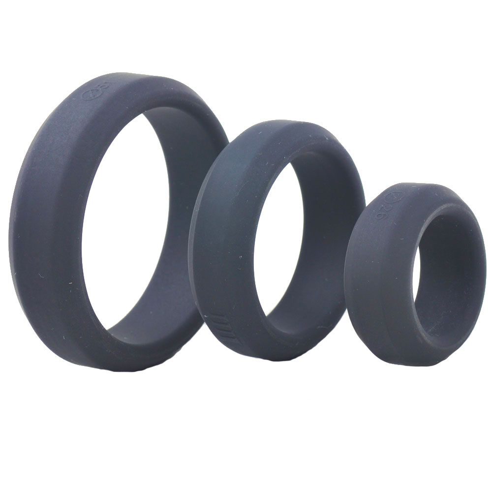 Triple Black Silicone Cock Rings