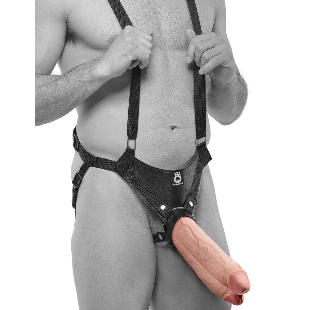 King Cock 11 Inch Flesh Two Cocks One Hole Hollow StrapOn